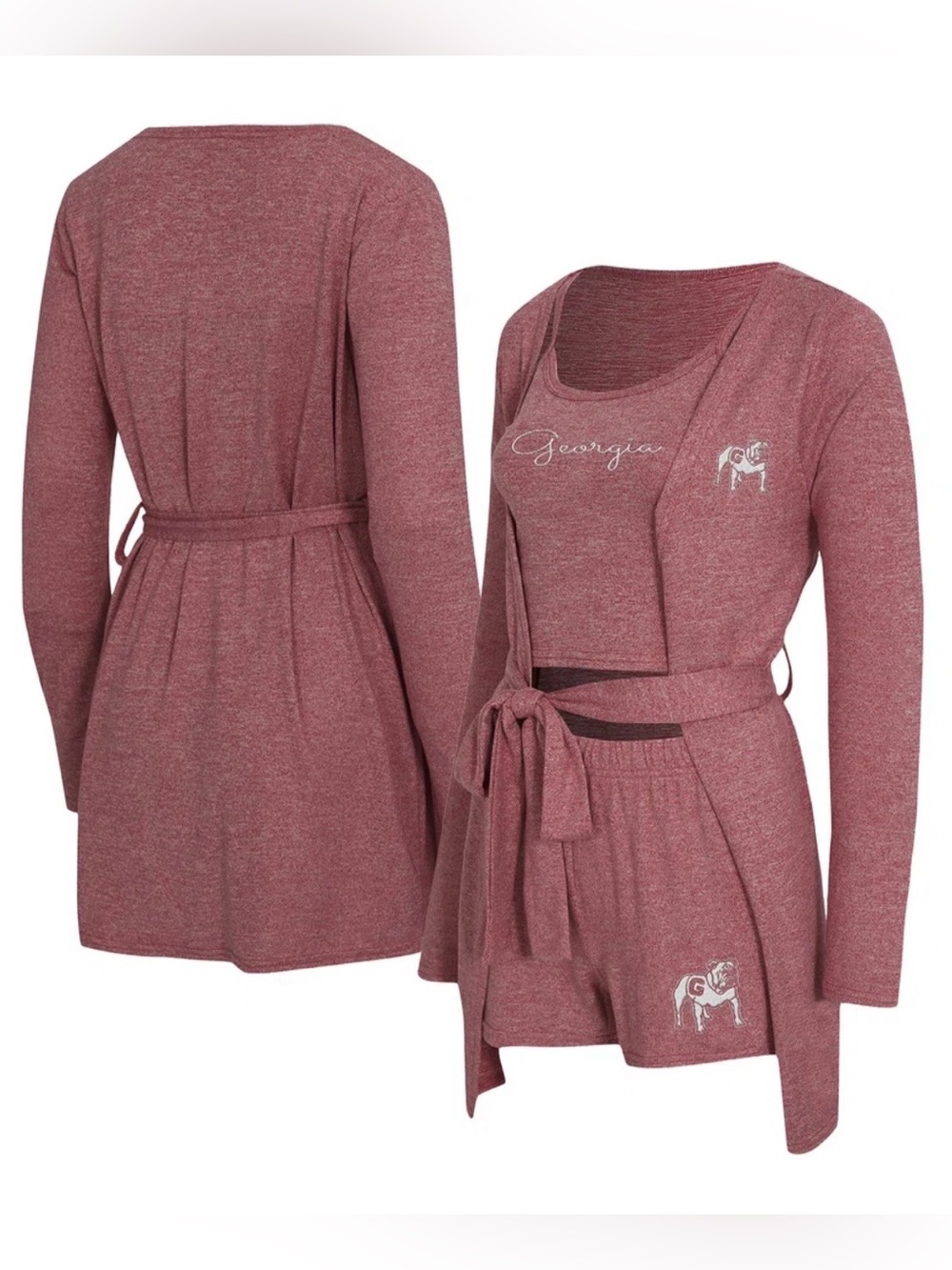 Concepts Sport Georgia Bulldogs Rigor 3-Piece Pajama Robe Set Pink Small